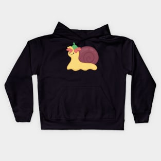 Snail with a flower hat Kids Hoodie